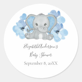 Adesivo Bebê Elefante Menino Azul Flores Balão Chuvinha de