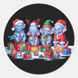 Adesivo Bebê elefante Papai Noel chora a luz de Natal