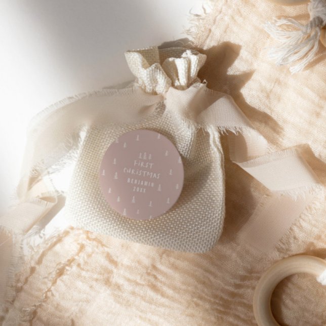 Adesivo bebê elegante moderno primeiro Natal (Criador carregado)