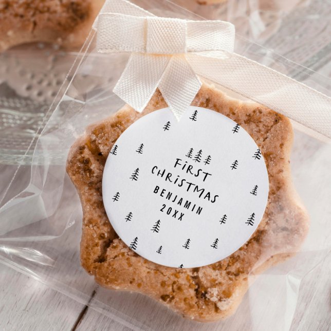 Adesivo bebê elegante moderno primeiro Natal (Criador carregado)