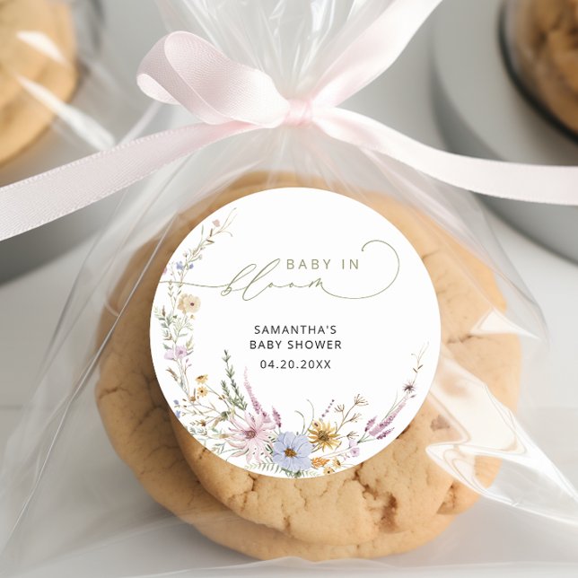 Adesivo Bebê Em Blogue Flores Selvagens Chá de fraldas Boh (Criador carregado)