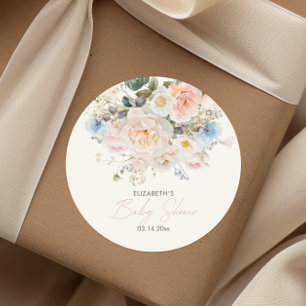 Adesivo Bebê em Bloom, Chá de fraldas Rosa Floral, Clássic