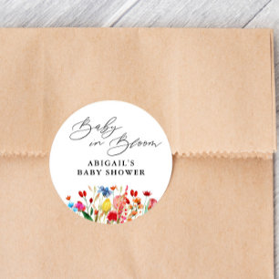 Adesivo Bebê em Bloom Wildflower Chá de fraldas Favor