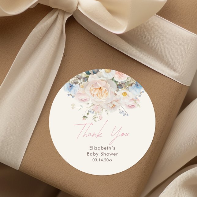 Adesivo Bebê Em Chá de fraldas Rosa Floral (Criador carregado)