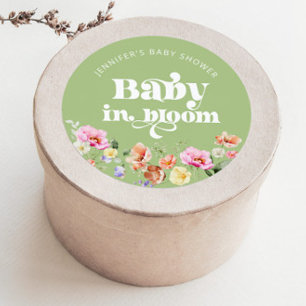 Adesivo Bebê em flor baby shower de flores silvestres obri