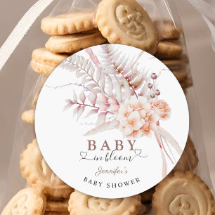 Adesivo Bebê em Flor Chuveiro de Bebê Floral Bege Primav