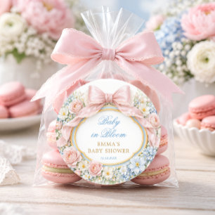 Adesivo Bebê em Flor Elegante Laço Rosa Chuveiro de Bebê V