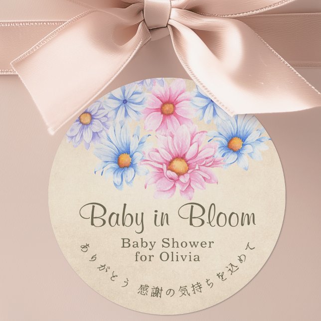 Adesivo Bebê em Flor Pink e Blue Flores Kraft (Criador carregado)