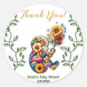 Adesivo Bebê em Flor Vine Floral Baby Shower