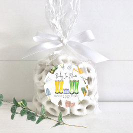 Adesivo Bebê em sangue Blue Rain Boots Chá de fraldas Jard