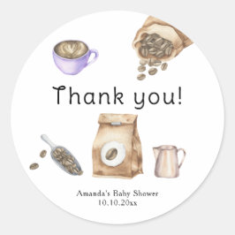 Adesivo Bebê está criando café Obrigado