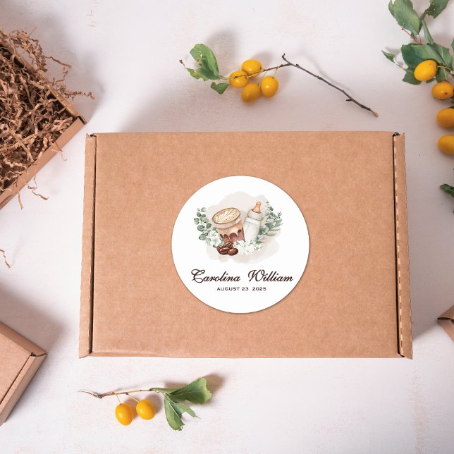 Adesivo Bebê está criando verde Chá de fraldas de café (Criador carregado)