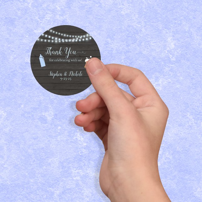 Adesivo Bebê Está Fazendo Chá de fraldas Azul Obrigado (Criador carregado)