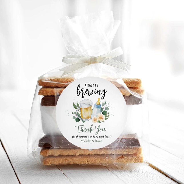 Adesivo Bebê Está Fazendo Chá de fraldas Verde Obrigado (Criador carregado)