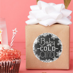 Adesivo Bebê Está Frio Fora dos Flocos Brancos de Neve N