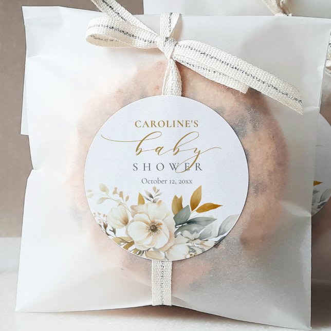 Adesivo Bebê Floral Neutro Elegante Em Chá de fraldas De S (Criador carregado)