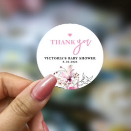 Adesivo Bebê Floral Rosa em Chá de fraldas Bloqueado