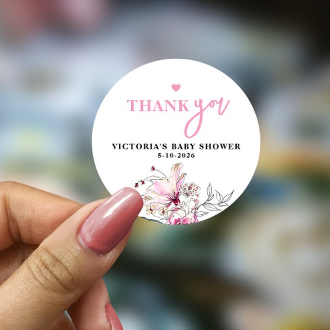 Adesivo Bebê Floral Rosa em Chá de fraldas Bloqueado (Criador carregado)