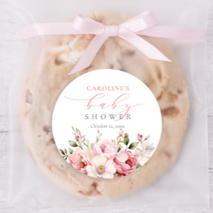 Adesivo Bebê Floral Rosa No Chá de fraldas De Blogueira