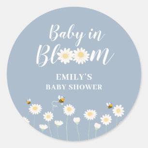 Adesivo Bebê Floral Simples Boho Daisy Azul Em Chá De Sang
