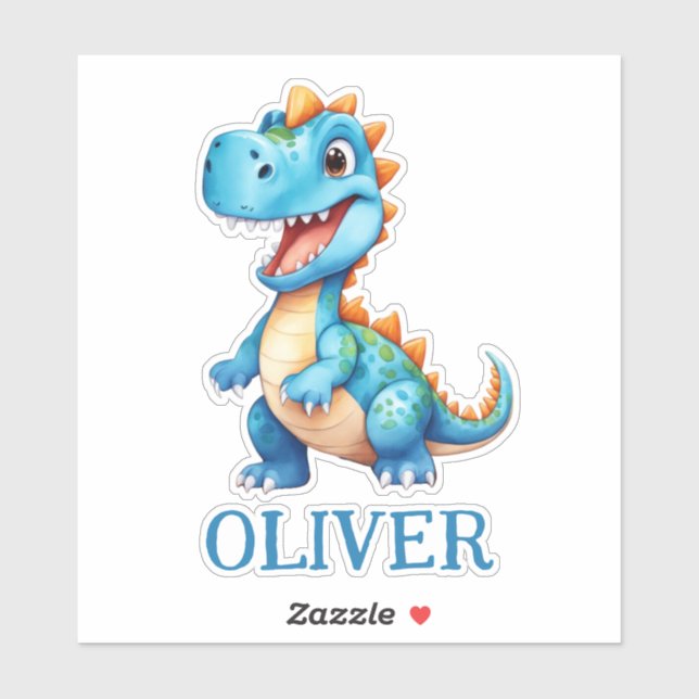 Adesivo Bebê Fofo Azul Trex Dinossauro Personalizado (Folha)