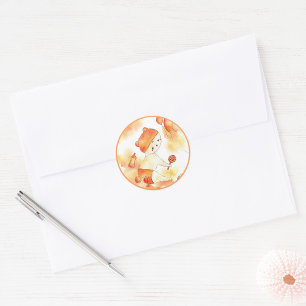 Adesivo Bebê Fofo & Brinquedos Aquarela Laranja 1º Anivers