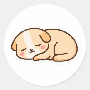 Adesivo Bebê Fofo Cachorro Kawaii Dormindo - Desenho Anima