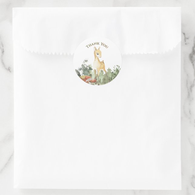 Adesivo Bebê Fofo Fauno Floresta Tema Agradecimento (Bolsa)