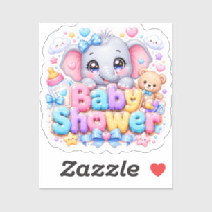 Adesivo Bebê Fofo Kawaii Chuveiro de Elefante Teddy Rosa P