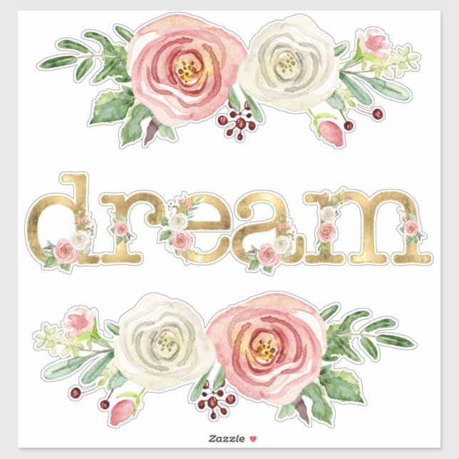 Adesivo Bebê Garota Sonha Decor Watercolor Floral w Dourad (Folha)