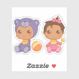 Adesivo Bebê gêmea ursinho roxo