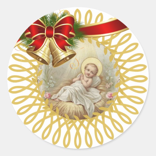 Adesivo Bebê Jesus Cristo Canto de Natal Fita (Frente)