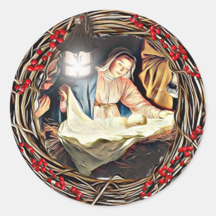 Adesivo Bebê Jesus e Natal da natividade da Virgem Maria