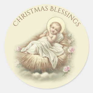 Adesivo Bebê Jesus em rosas das bênçãos do Natal do