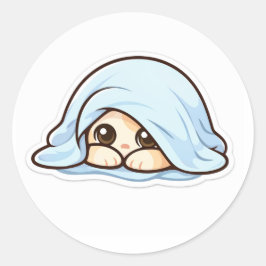 Adesivo Bebê Kawaii Tímido Fofo Debaixo do Cobertor – Ador