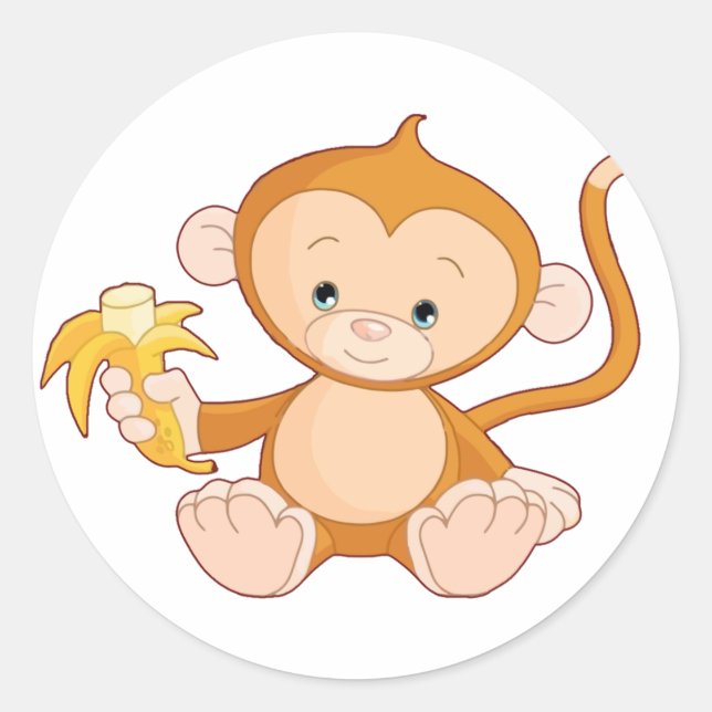 Adesivo Bebê macaco com Banana (Frente)