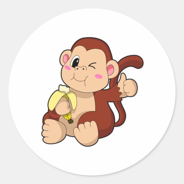 Adesivo Bebê macaco com Banana (Frente)