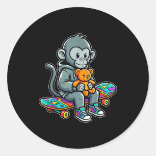 Adesivo Bebê macaco fofo soco skatista streetwear urbano