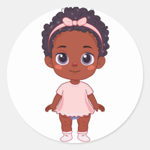 Adesivo Bebê menina afro-americana 