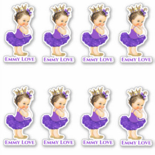 Adesivo Bebê Menina Bailarina Princesa Tutu Roxo Coroa