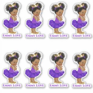 Adesivo Bebê Menina Bailarina Princesa Tutu Roxo Coroa