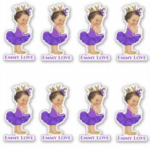 Adesivo Bebê Menina Bailarina Princesa Tutu Roxo Coroa