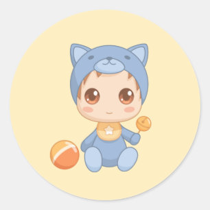Adesivo Bebê Menina Gato Jumpestuque Amarelo