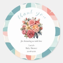 Bebê no Bloom Floral Azulejo Chá de fraldas Obriga