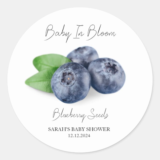 Adesivo Bebê no Bloom l Blueberry Seeds Chá de fraldas (Frente)