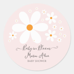 Adesivo Bebê no Bloom Pink Daisy Chá de fraldas