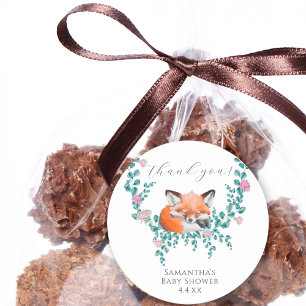 Adesivo Bebê no Bloom Woodland Fox Greenery Obrigado