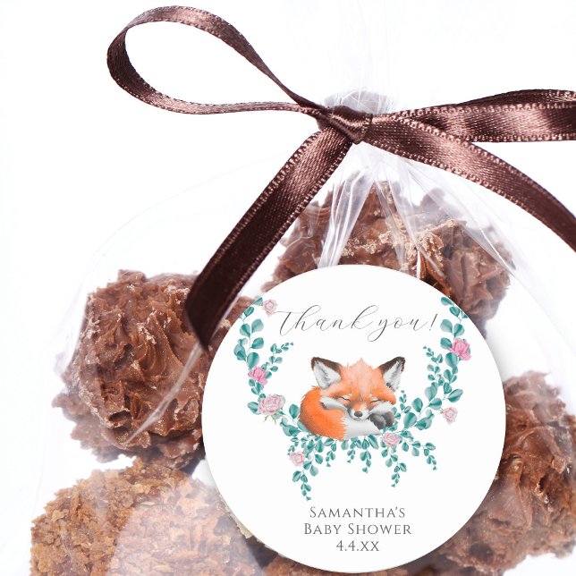 Adesivo Bebê no Bloom Woodland Fox Greenery Obrigado (Criador carregado)