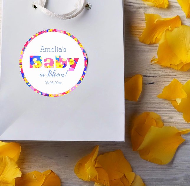 Adesivo Bebê no Chá de fraldas Azul Bloom (Criador carregado)