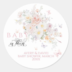 Adesivo Bebê no Chá de fraldas da borboleta de flores selv